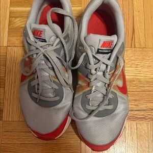 Nike Gray and Red Mesh Running Shoes